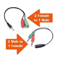 2 in 1 Aux Audio Splitter Cable 3.5mm Female To Dual Male Mic Audio Y Splitter Cable Extension (Item A or B)