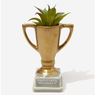 TYPO Tiny Planter with plant desk accesories fake it till you make it trophy planter