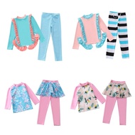 [16-35kg]Swimming suit kids girl long sleeve long pants skirt sun protection breathable quick dry 2-
