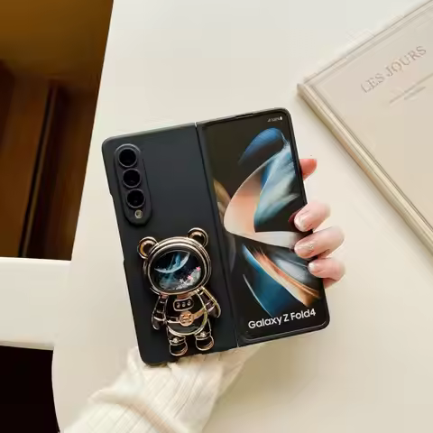 For Samsung Galaxy Z Fold 4 ZFold 5 ZFold6 ZFold 7 Mobile Phone Case Cute Space Astronaut Bracket St