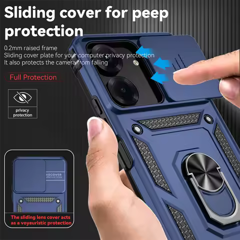 For Xiaomi Poco C65 4G Case Slide Camera Protect Armor Phone Case For PocoC65 Poko Little C65 Pocco