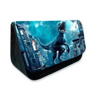 Jurassic World Triangle Double-Layer Flip Pencil Case for Boy/girl Best Gift 3D Cartoon Student Penc