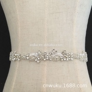 Wuku 2.3cm Wide Handmade Beaded Back Rubber Code Chain Two-Color Rice Beads Wedding Dress Waist Chai