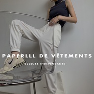 (Cle) Alisa.Sonya Sporty Pants Casual Elastic Waist Women Loose Straight Thick Cotton Causal Fashion