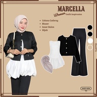 4-in-1 Suit {Blazer + Balloon Inner + celana cutbray + Hijab } One Set Korean Style _SR114