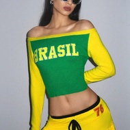 BRASIL Color Block เสื้อสเวตเตอร์ลำลองผู้หญิง อเนกประสงค์