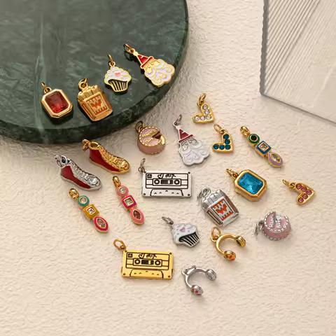 1Pc stainless steel material life element pendant, plated with 18K gold for color preservation, wome