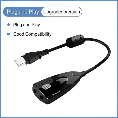 5HV2 Stereo 7.1 Channel with Cable Sound Card USB Sound Card Computer Games Dedicated External High-