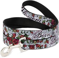 Dog Leash Born To Blossom White 6 Feet Long 1.5 Inch Wide