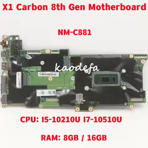 NM-C881 For Lenovo ThinkBook X1 Carbon 8th Gen Laptop Motherboard CPU: I5-10210U I7-10510U RAM: 8GB 