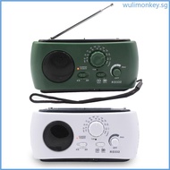 WU Portable AM FM Radio Hand Crank Solar Battery Operated Radio with Flashlight