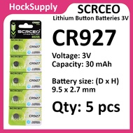 [5pcs] SCRCEO CR927 Lithium Cell Button Battery 3V