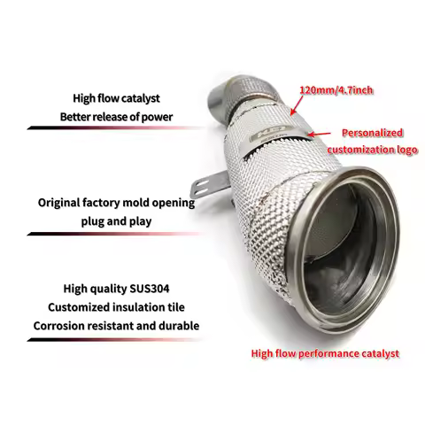 High Flow Catted Downpipe 304 Stainless Steel for BMW M340i X7 40i 540i X4 40i 840i G20 B58 3.0T Exh