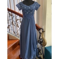 Dusty Blue Mother of the Bride Gown/ Principal&amp;Secondary Sponsor Dress/ Ninang Gown