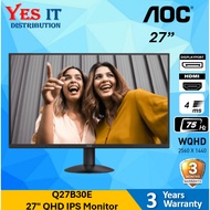 AOC Monitor Q27B30E 27" QHD IPS Monitor | 75HZ / 4MS / 2560x1440 / DisplayPort / HDMI /3YW