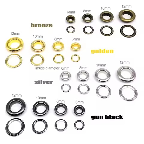 50 sets 6mm 8mm 10mm 12mm High Quality Leather Bag Shoes Belt Canvas Cap Clothes Eyelet With Washer 