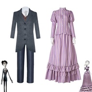 Corpse Bride Victorian Cosplay Costume Halloween Corpse Bride Ghost Bride Cosplay Dress Full Set In