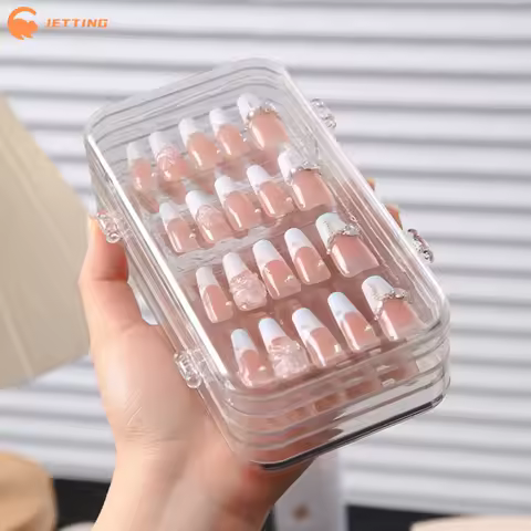 [ZENG001] Three-Fold Press-On Nail Storage Boxes Clear Plastic Nail Storage Box Press-On Nail Organi
