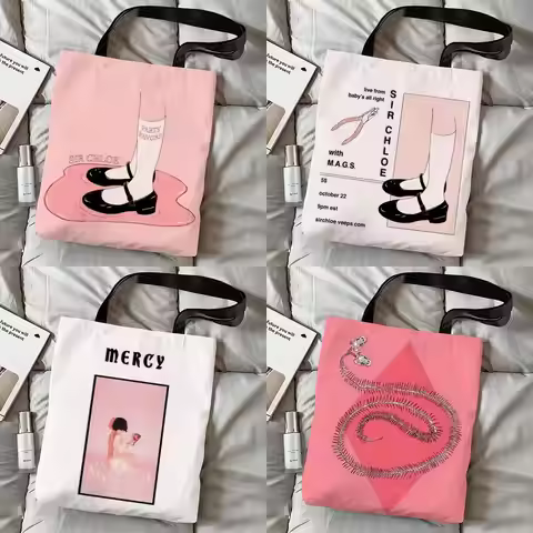 Band S-Sir Chloe Storage Bags Canvas Double-Sided Print Shoulder Handbag Reusable Eco-Friendly Shopp