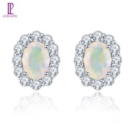 Lohaspie Jewelry Genuine Silver Earings 925 Original Natural Opal Stud Earring Opal Stone Original E