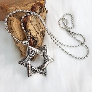 6-pointed star necklace, men's star necklace.