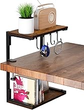 Clamp-On Desk Organizer Shelf, 13 inch Adjustable Height and Versatile Hook, Above or Below Desk 2-T