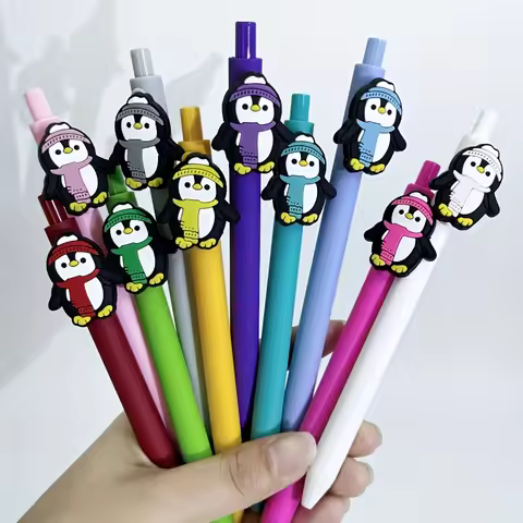 5pcs/10pcs Penguin themed Surface mount Pen Creative Multi color Penguin Surface mount Ballpoint Pen