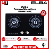 [NEW] ELBA 5.0kW Premium Gas Stove Built-in Gas Hob Safety Valve EGH-N8822G(BK) Temperead Glass Hob 