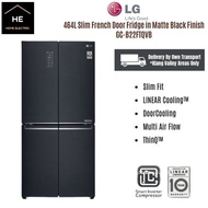 LG 464L 4 Door Slim French Door Fridge Refrigerator with Smart Diagnosis™ in Matte Black Finish Peti