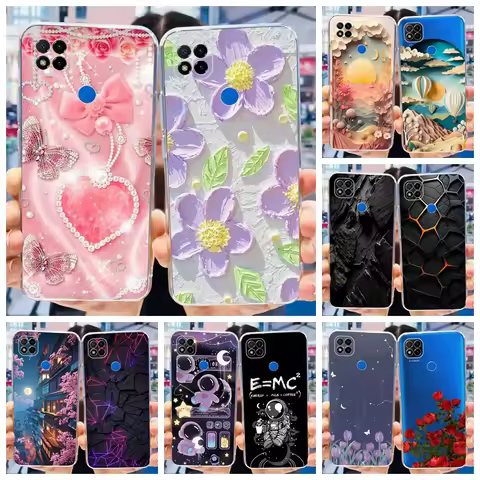 Redmi 9C NFC Case For Xiaomi Redmi 9C 9 C NFC Soft Silicone Clear Cover Flower Fundas For Xiaomi Red
