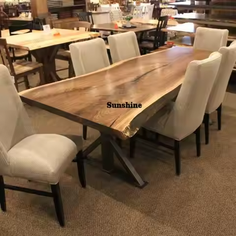 Solid Walnut Wood Slab Dining Table Large Live Edge Wood Slab for Restaurant Use Natural Wood with C