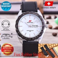 Swiss Army - Jam Tangan Pria – Body Silver – White Dial – Black Leather  Strap - SA- 5579-SW-T/H-Put