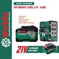 Pin Máy Khoan 15 Cell Workfix 21 Volt 6 Ah Màu XanhChân Pin thông dụng Mạch 4 mosfet dòng xả cao