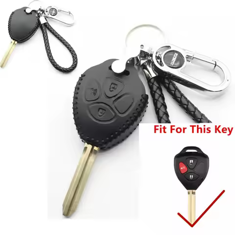 Premium Leather Car key Case 3 Button For Toyota Wish/Camry/Matrix/RAV4/Hilux/Vigo/Fortuner Key Fob 