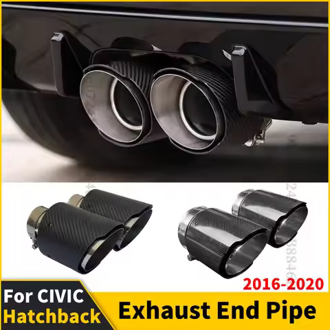 Carbon Fiber Decoration Accessories Exhaust Pipe Tip End Tail Mouth For Honda CIVIC FK7 Hatchback 20