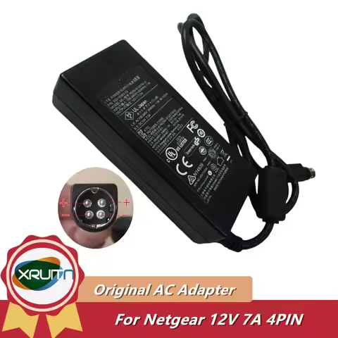 2ABP084F Original 4-Pin 12V 7A NU-90-9120700-12 AC Adapter Charger For Netgear RN10400-100EUS Diskle