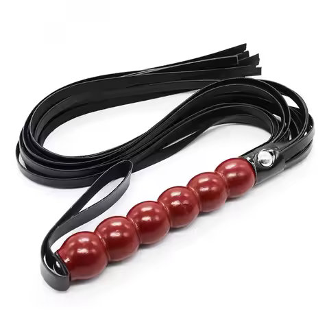 63CM BullWhip PU Leather Customizable 6 Beads Handle Horse Whip for Equestrian Riding Equestrianism 