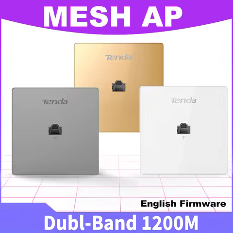 Tenda W12-White Dual Band 1200M Wireless In-wall AP Panel 2.4G&5G Villa MESH HOME Acess Point Hotspo