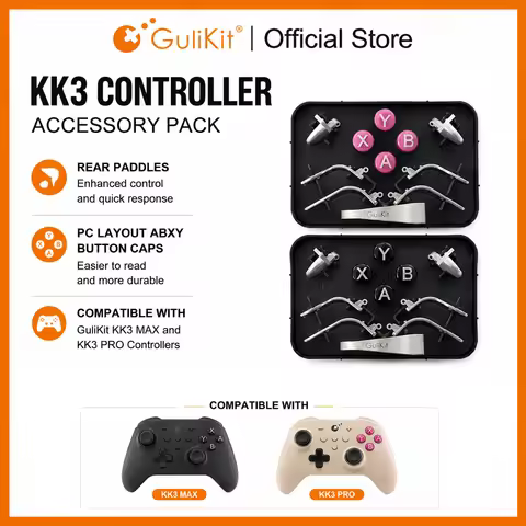 GuliKit KK3 Controller Accessory Pack with 6 Rear Paddles,4 PC Layout ABXY Button,1 Keycap Puller fo