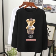  T-shirt viral chef teddy bear lengan panjang perempuan lelaki street wear long sleeve women men/Muslimah