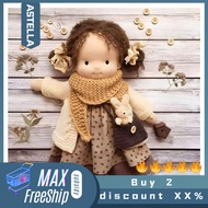 ASTELLA Dolls with Different Hairstyles Knitted Dolls with Long Hair 12 Handmade Waldorf Doll Soft K