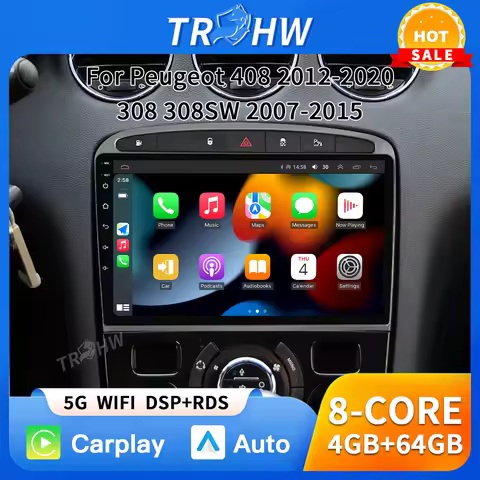 For Peugeot 308 408 RCZ 2007-2015 Android Auto GPS CarPlay DSP Radio Stereo
