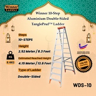 Winner Ladder 10-Step Aluminium Double-Sided TanglePruf™ Ladder 150Kg Duty Rating Heavy Duty Tangga 