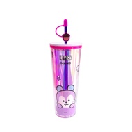 Bình nhựa hai lớp Miniso BT21 Collection kèm ống hút (800mL) Ly Cốc hai lớp BT21