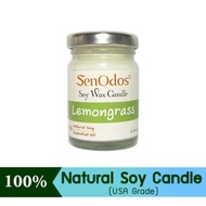 SenOdos เทียนหอมไขถั่วเหลือง กลิ่นตระไคร้ 45g. Lemongrass Soy Candle