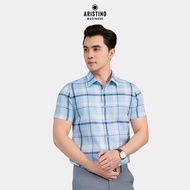 ARISTINO BUSINESS Men's Short-Sleeved Shirt, Slim Fit form, large checkered pattern - 1SS019AS2