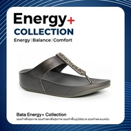 Bata Energy+ รองเท้าแตะเพื่อสุขภาพ รองเท้าส้นทึบ รองเท้าแตะแบบหนีบ รองเท้าเสริมส้น 1.5 นิ้ว สีเทา  6712382