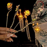 ROSEGOOD Glows Lantern Flower Hairpin, Creative Chinese Style Lotus Emit Light Hairpin, Sweet Swayin