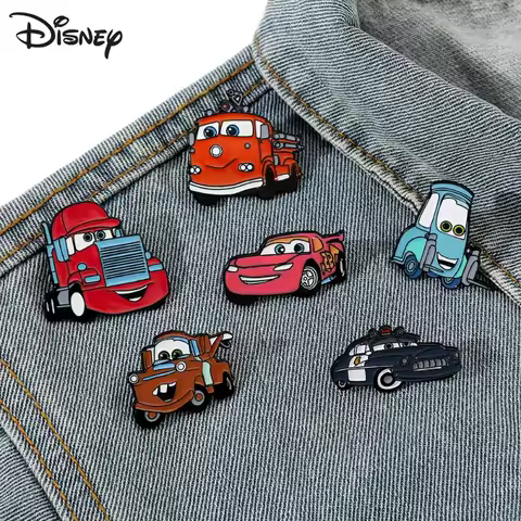 6pcs/set New Style Disney Pixar McQueen Mater Jackson Matt Kawaii Pinback Button Bag Clothes Denim J