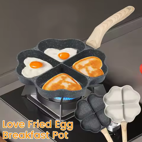 Non Stick Omelette Pan 4-Cup Heart Egg Frying Pan Aluminum Pancake Egg Cooker Saucepan Burgers Omele